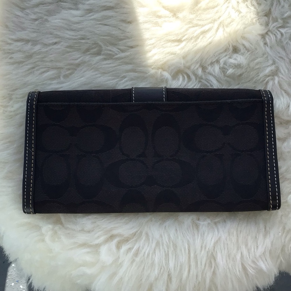 Coach Monogrammed Canvas Coated and Leather Long Wallet Clutch/Organizer Black - Picture 13 of 14